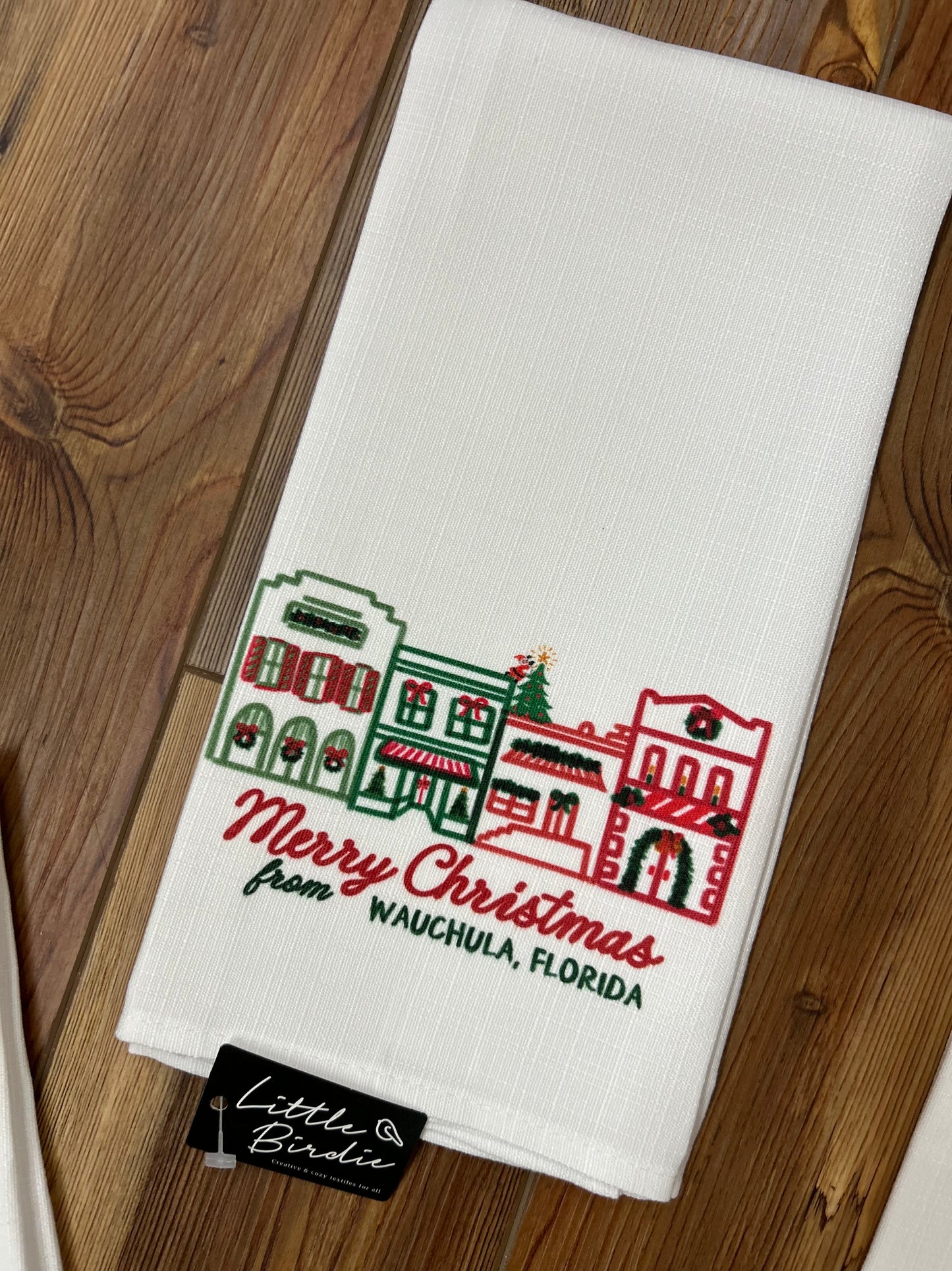 Main Street Hometown Christmas Tea Towel - Wauchula, Florida