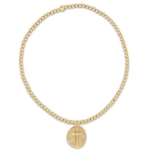 Classic Gold 2mm Bead Bracelet- Inspire Love Small Gold Charm