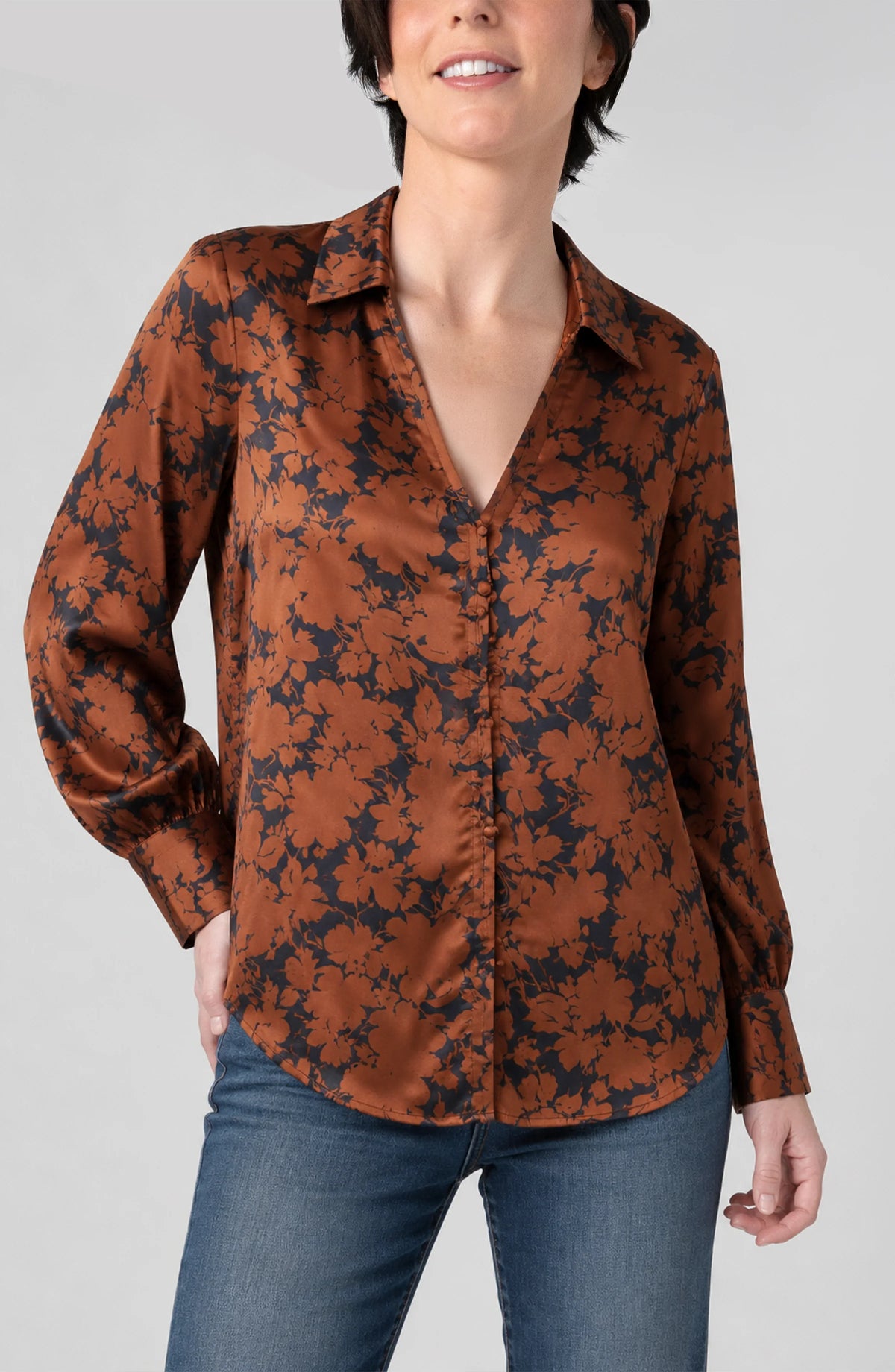 Button Front Woven Blouse