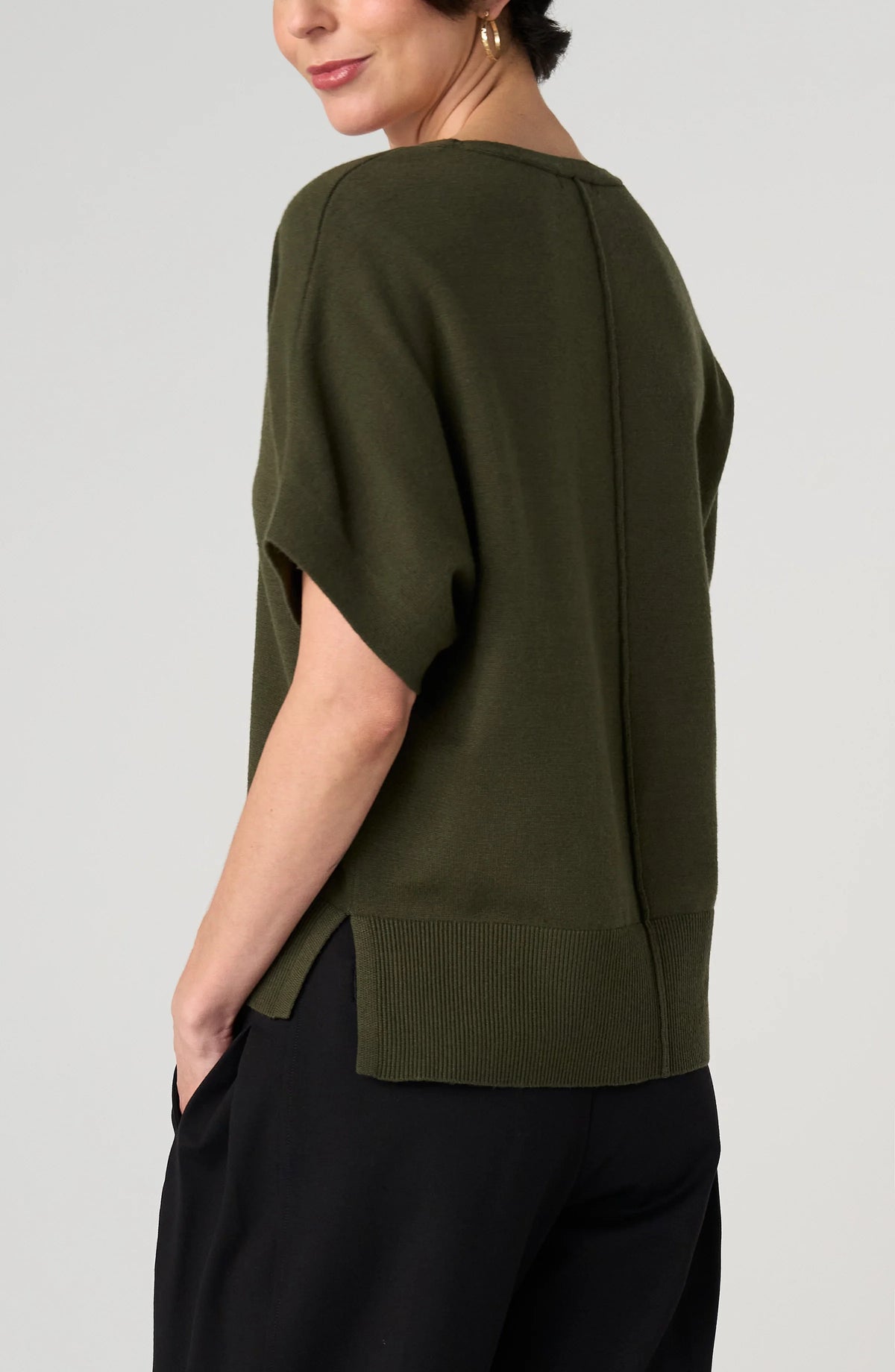 Short Sleeve V-neck Dolman Sweater