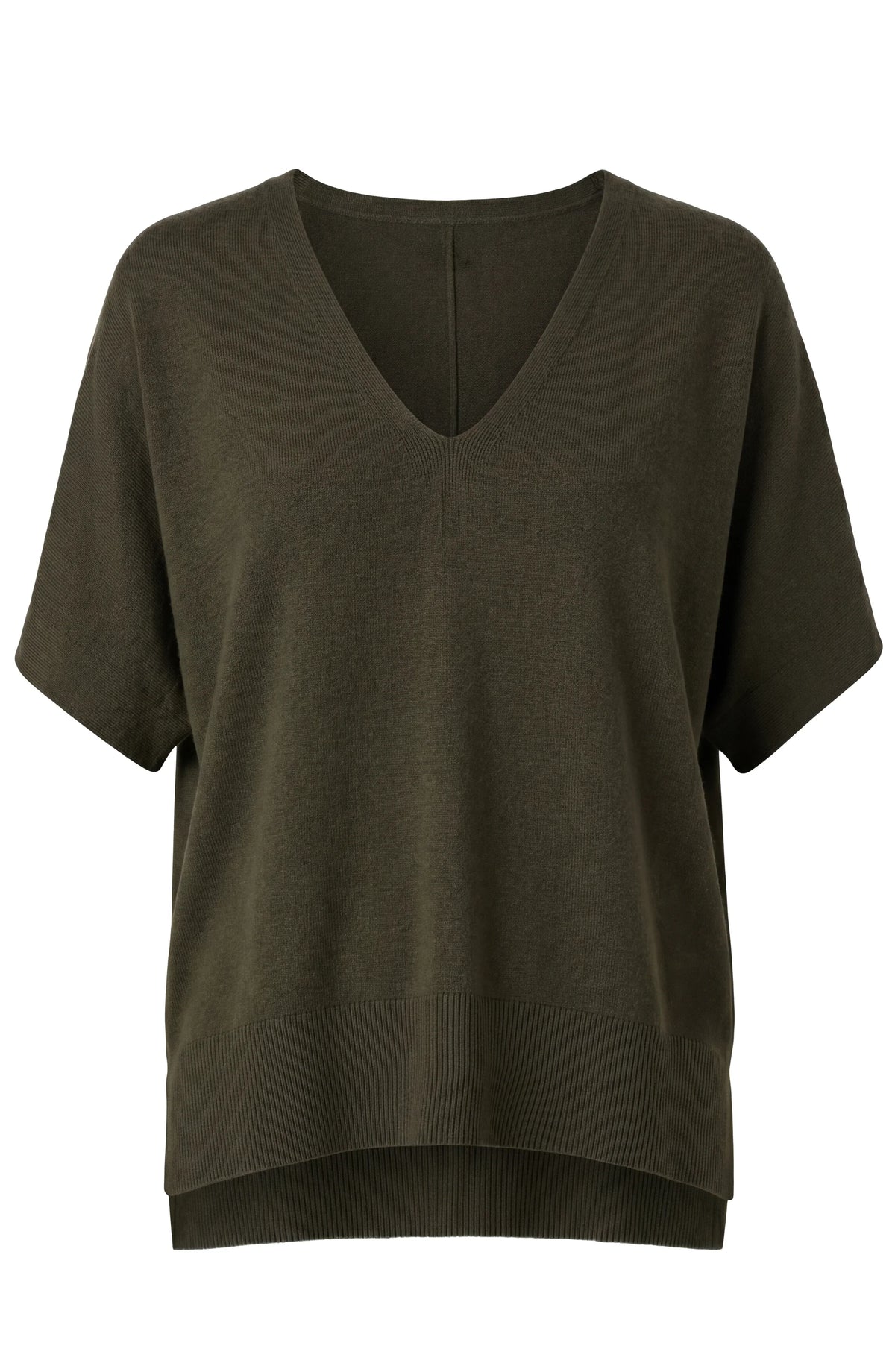 Short Sleeve V-neck Dolman Sweater