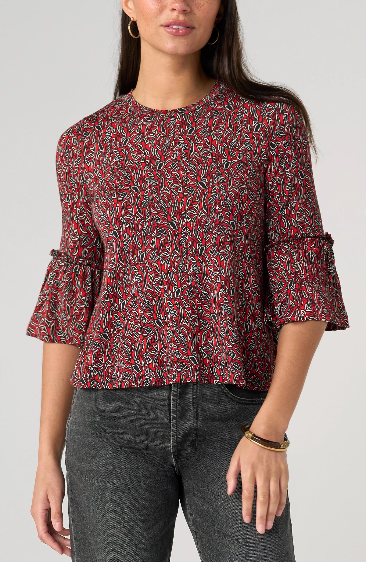 Flared Half Sleeve Knit Top