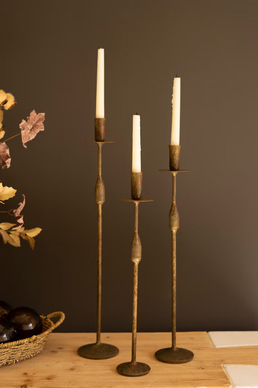 Forged-Iron Taper Candle Holders