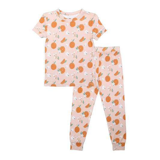 Freshly Squeezed Two-Piece Bamboo Short Sleeve Kids Pajama Pants Set