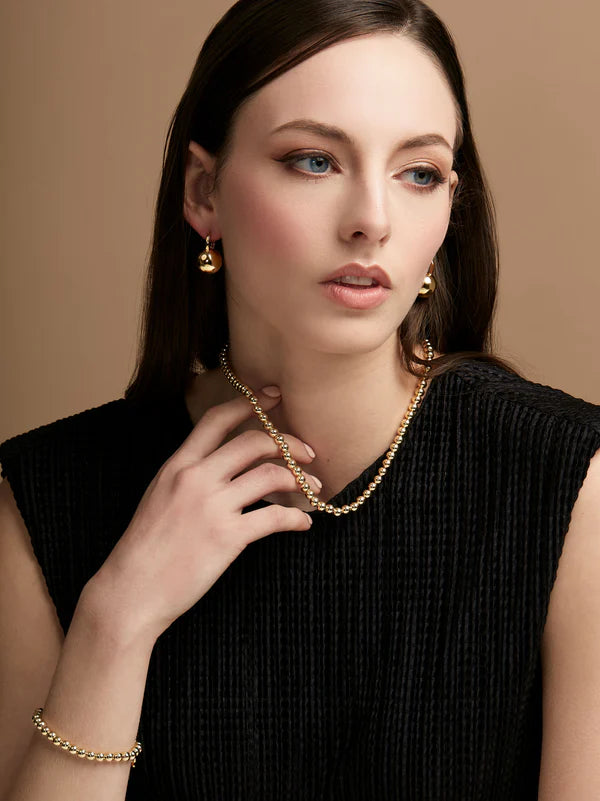 Crystal Metal Drop Earrings Gold