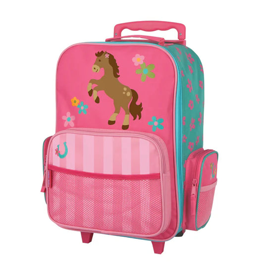 Classic Rolling Luggage Girl Horse