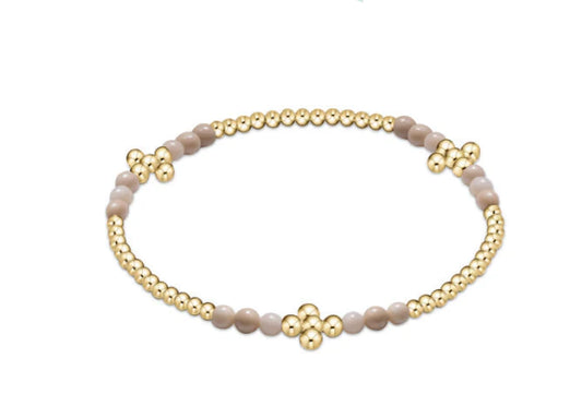 Signature Cross Gold Bliss Pattern 2.5mm Bead Bracelet- Riverstone