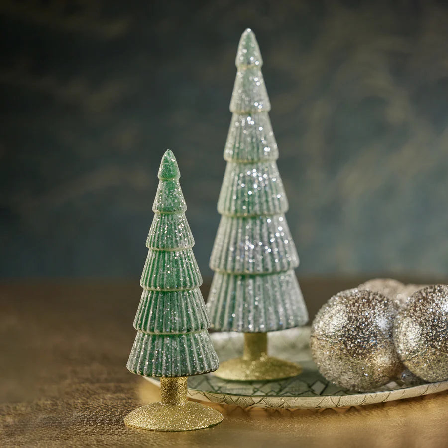 Sugar Pine Glass Tree on Gold Glitter Base