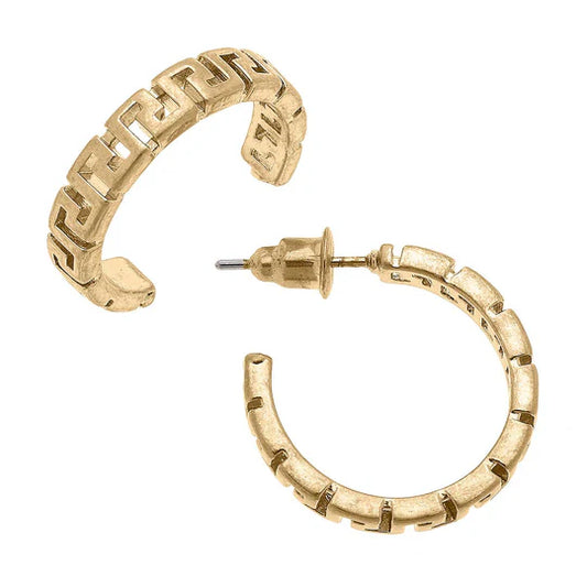 Gabby Greek Keys Hoop Earrings