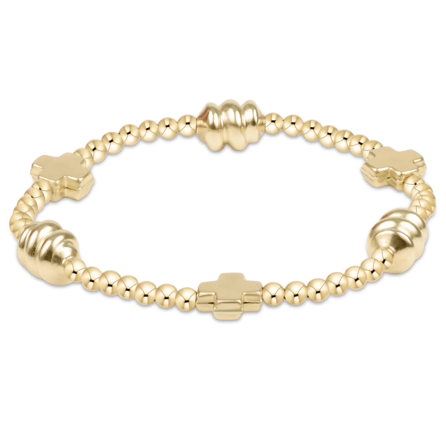 Signature Cross Admire Gold Pattern 3mm Bead Bracelet-Gold