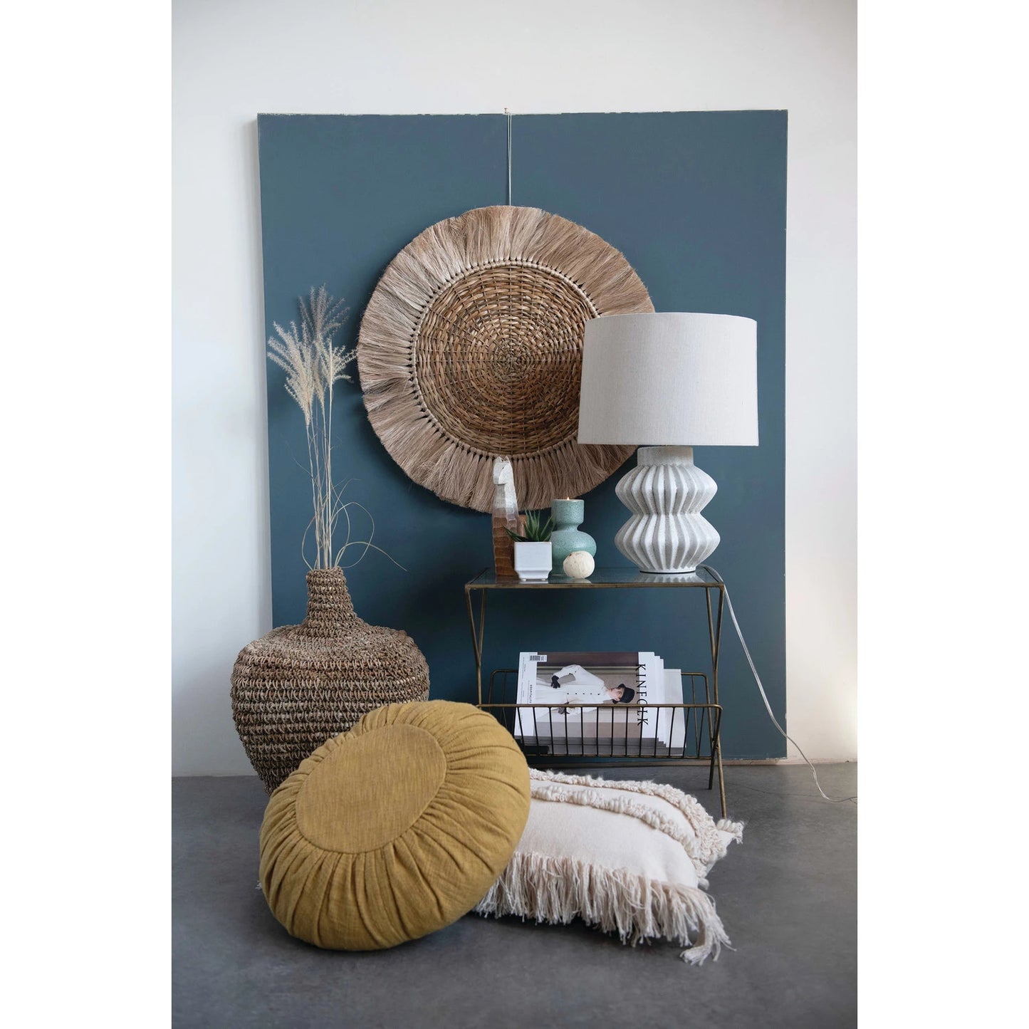 Distressed Table Lamp with Linen Shade