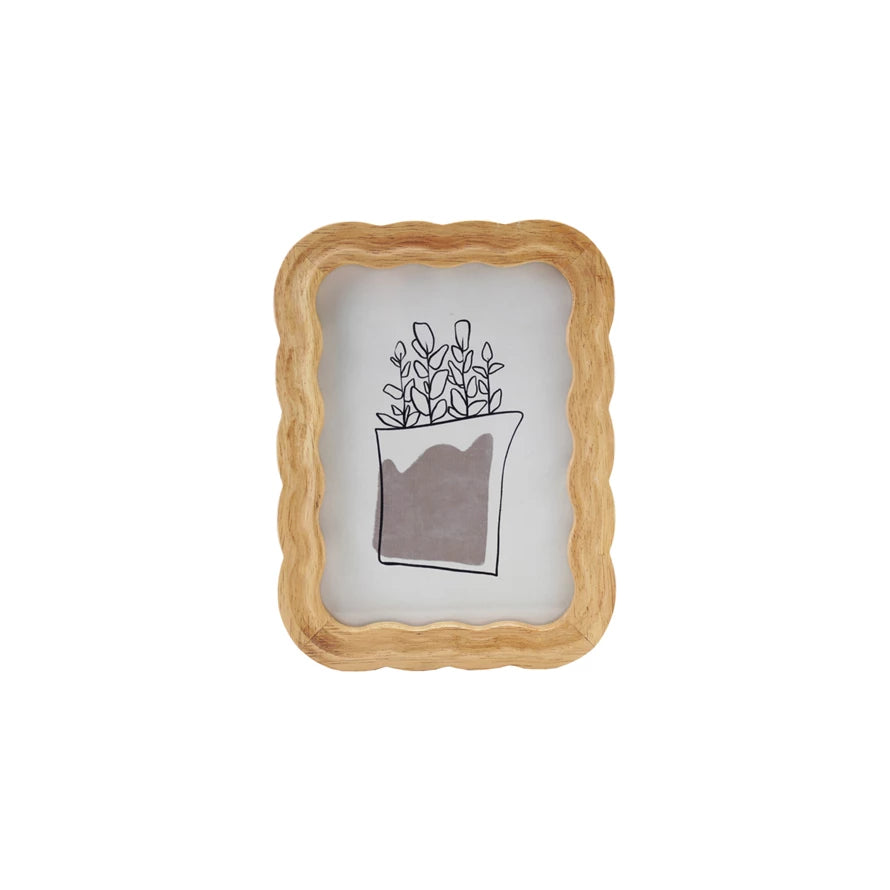 Rubberwood Scalloped Photo Frame, Natural