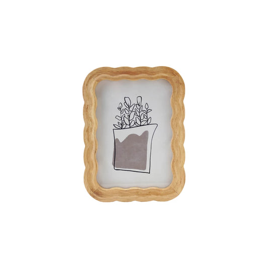 Rubberwood Scalloped Photo Frame, Natural