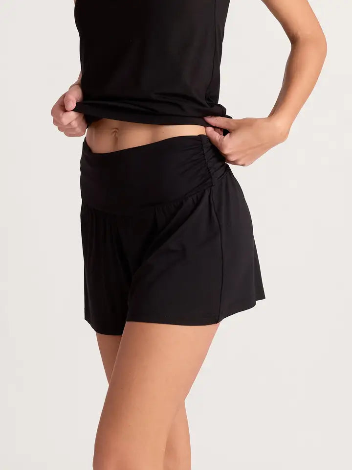 Silk Foldover Short - Black