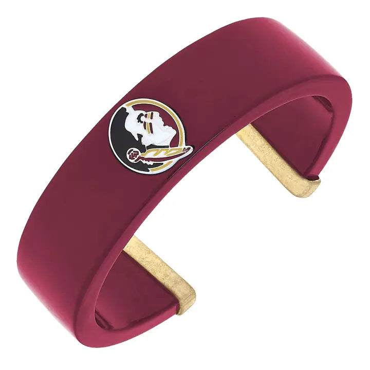 FSU State Seminoles Resin Logo Cuff Bracelet in Garnet