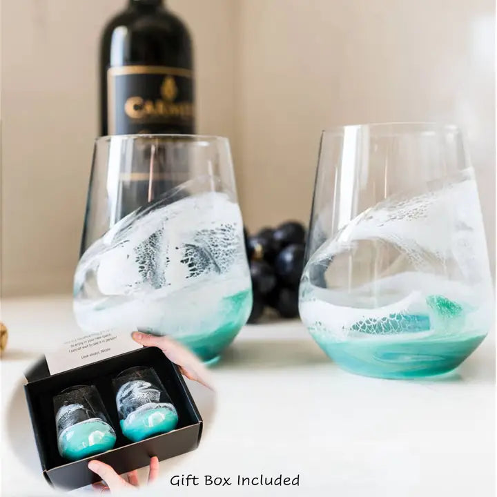 Resin Accented Wine and Entertaining Glasses