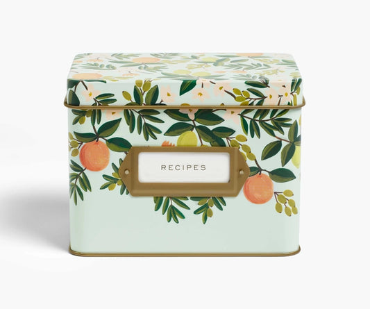 Citrus Floral Tin Recipe Box