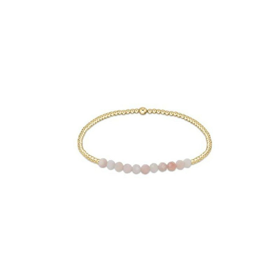 Gold Bliss 2mm Bead Bracelet-Pink Opal