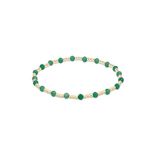 Gemstone Gold Sincerity Pattern 3mm Bead Bracelet - Green Onyx