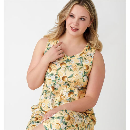 V Neck Lemon Print Tank