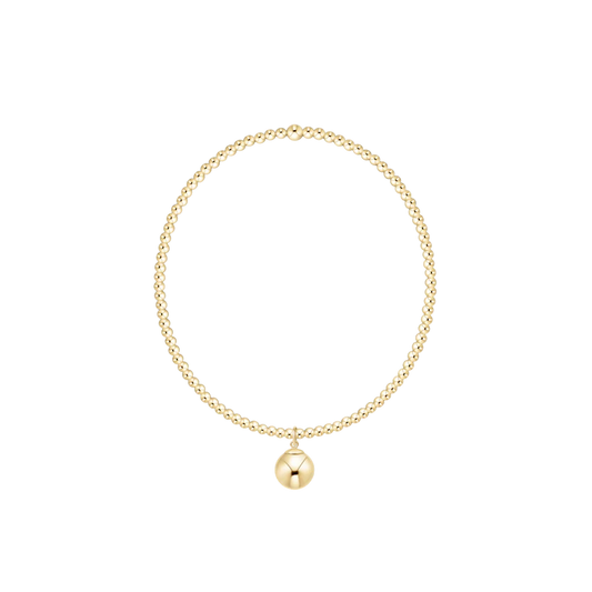 Classic Gold 2mm Bracelet- Classic Gold 8mm Charm