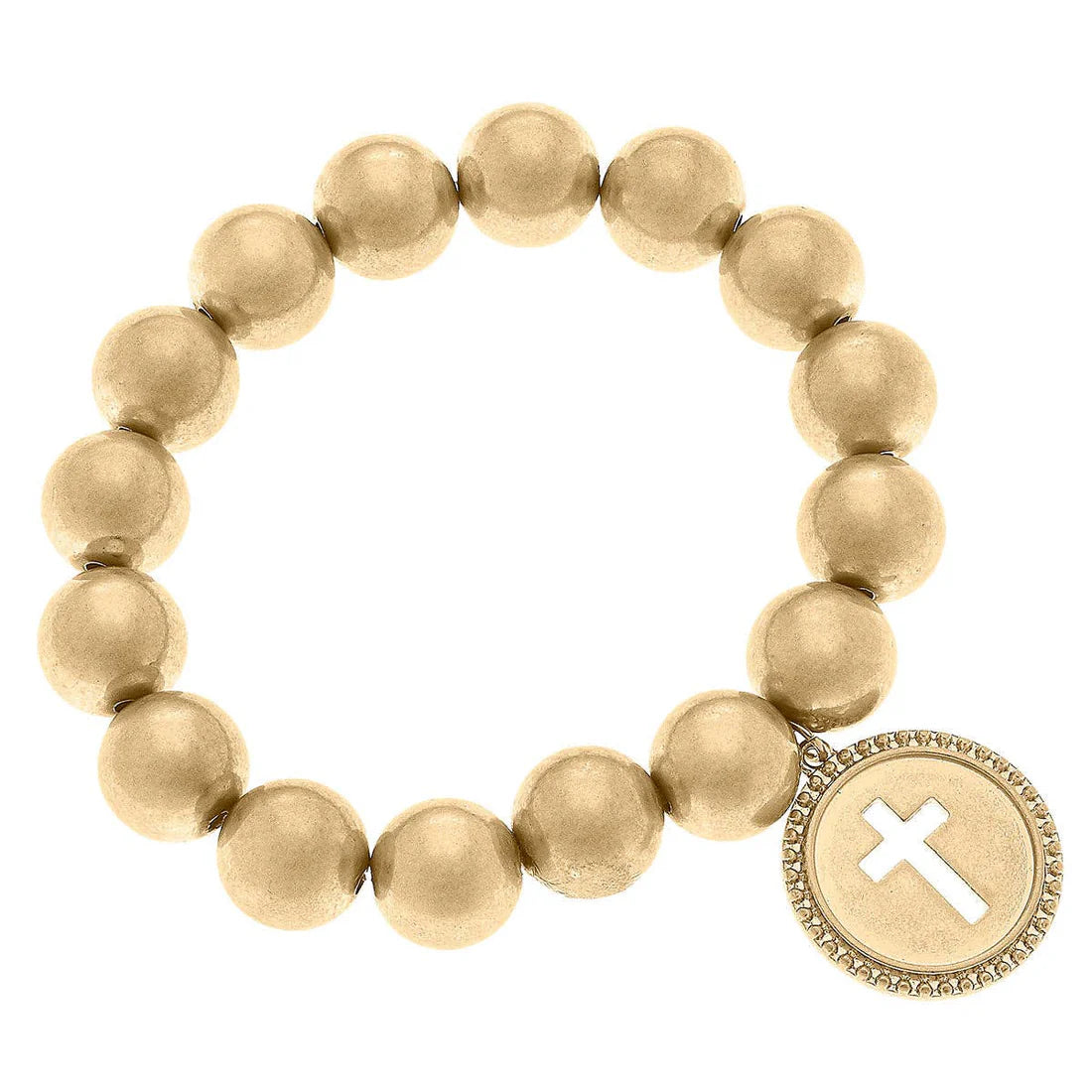 Candace Coin Stretch Bracelet in Worn Gold