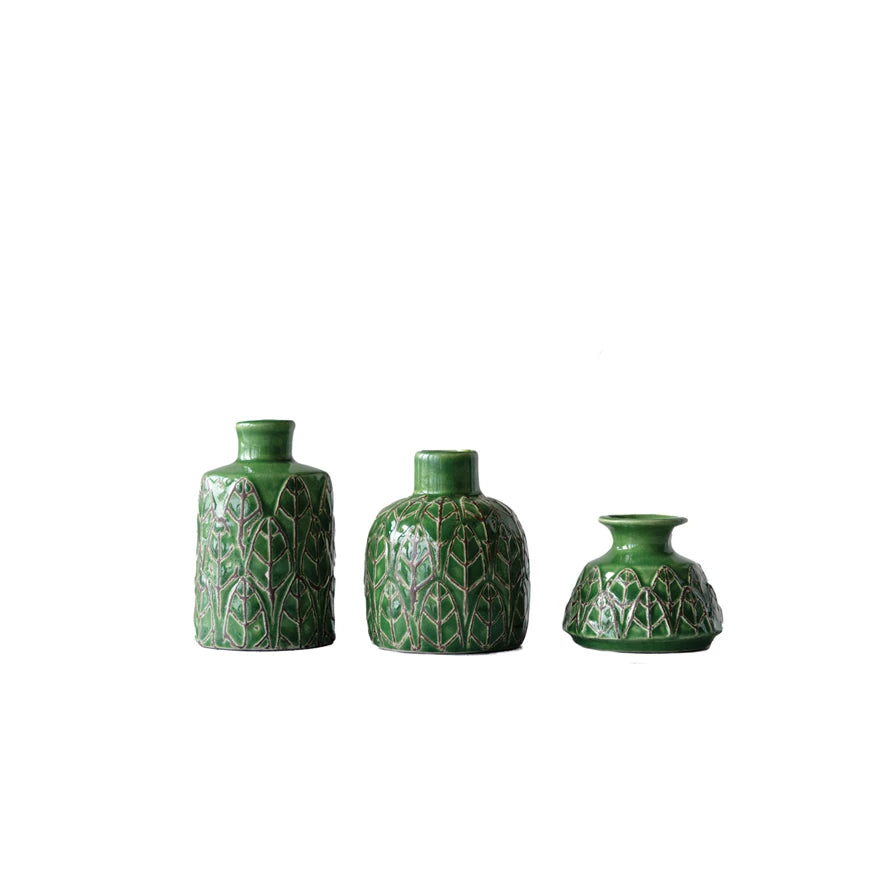 Embossed Stoneware Vases
