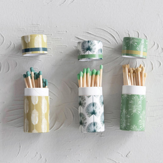 Safety Matches in Tube Matchbox w/Leaves Print