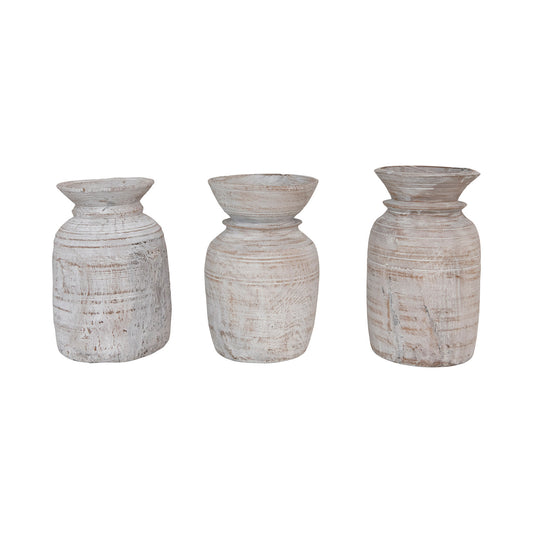 Reclaimed Round Wood Vase