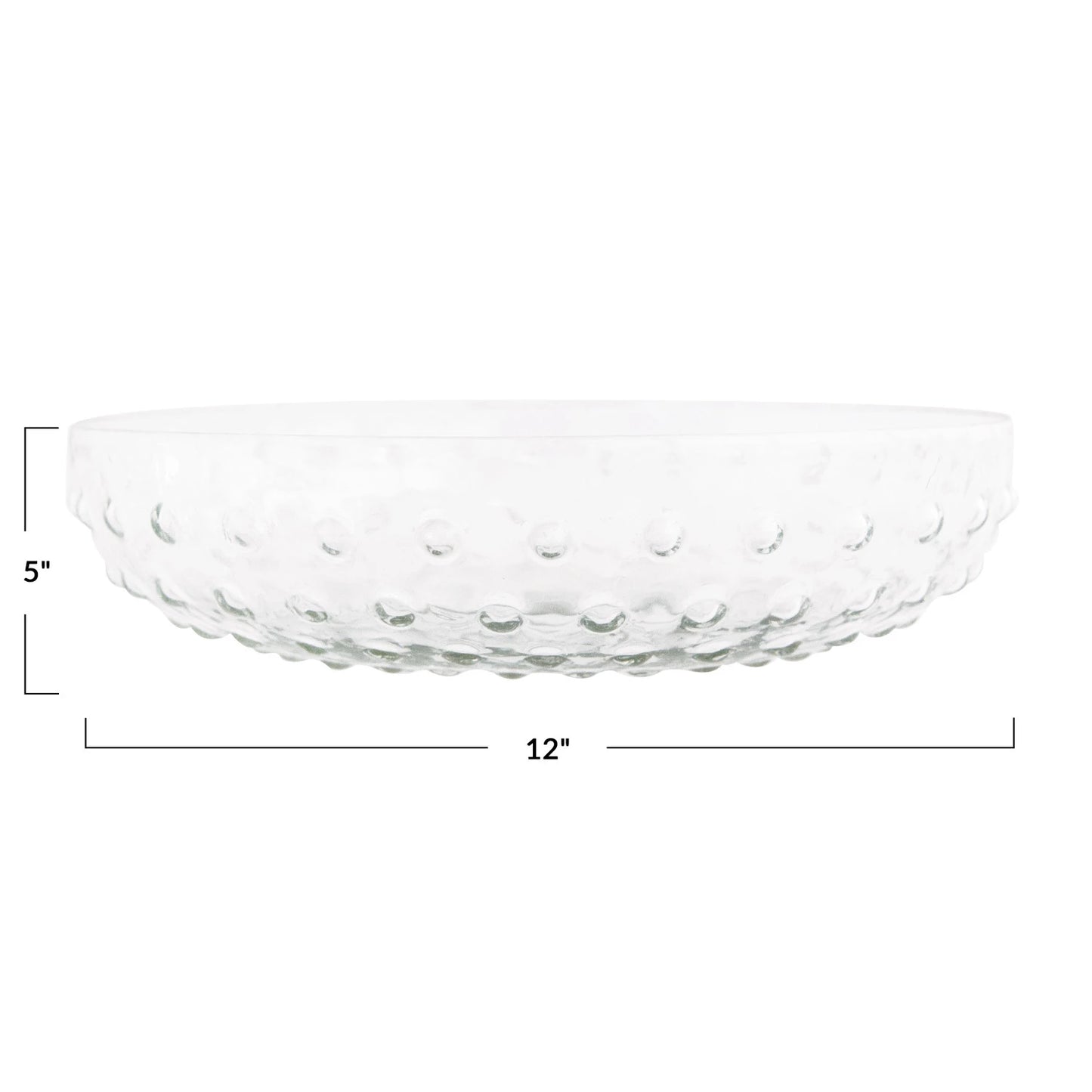 4-1/2 Quart Recycled Glass Hobnail Serving Bowl