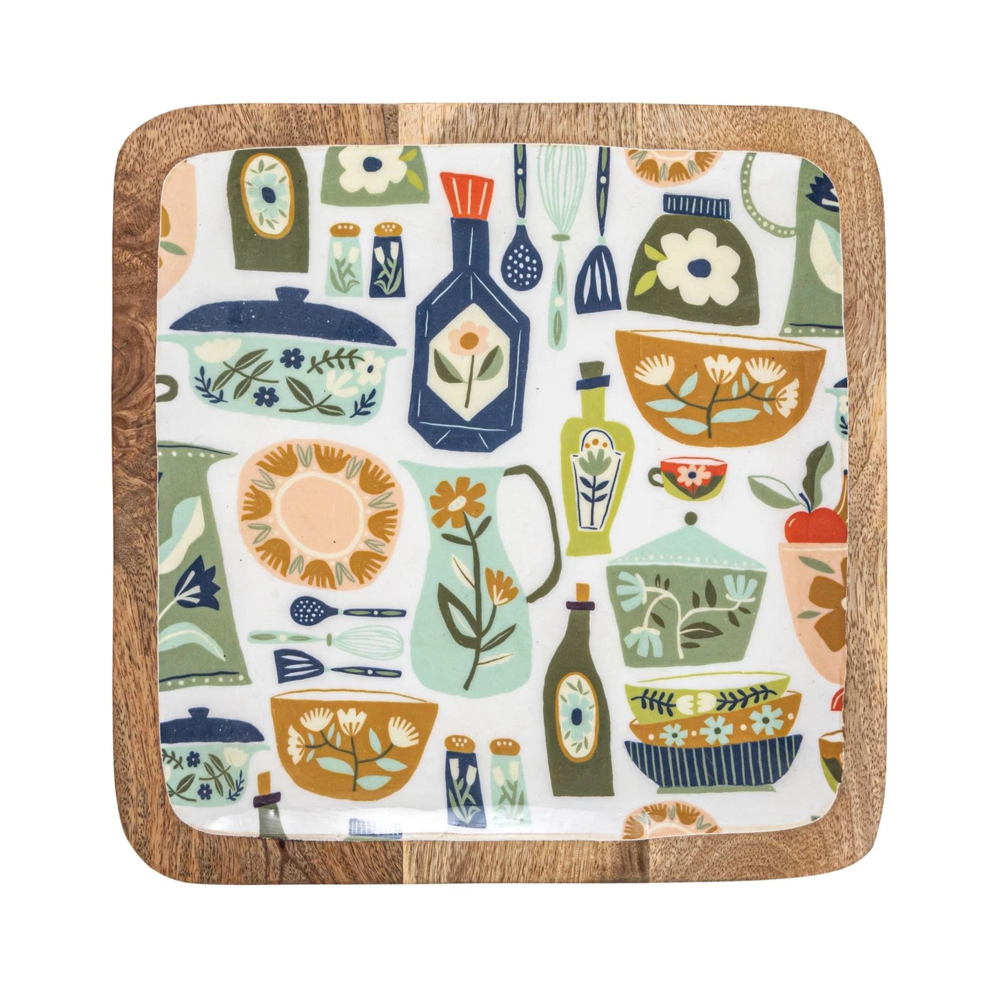 Enameled Mango Wood Trays Assorted