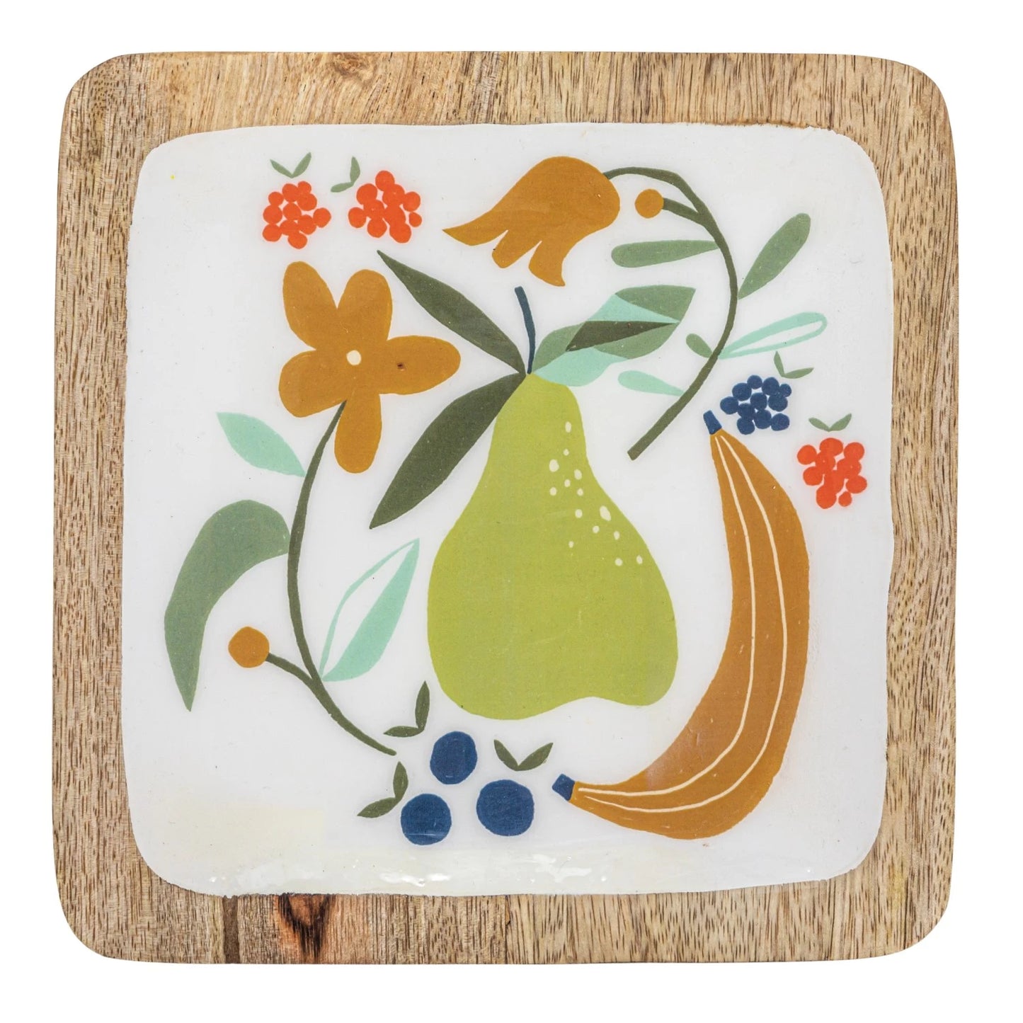 Enameled Mango Wood Trays Assorted