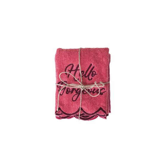 Cotton Terry Wash Cloths with Embroidered Saying