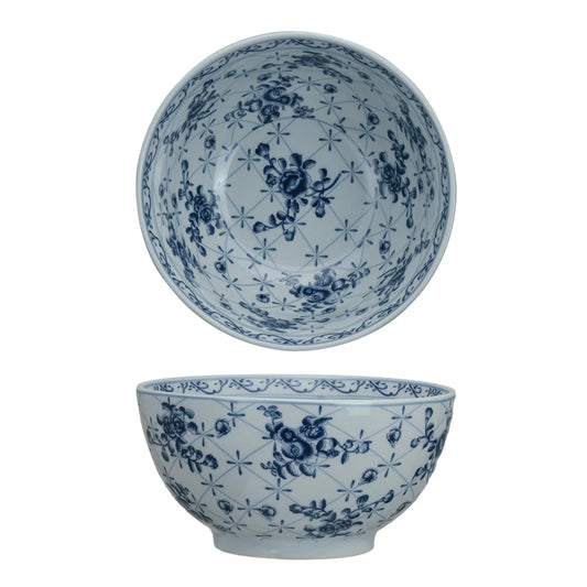 Porcelian Bowl w/Botanicals, Crackle Glaze