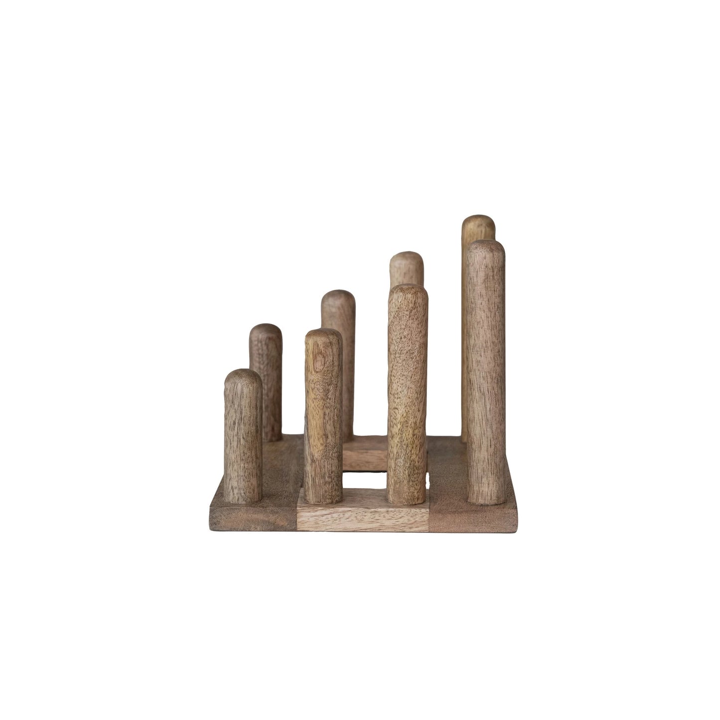 Mango Wood Plate Stand with 3 Sections, Natural