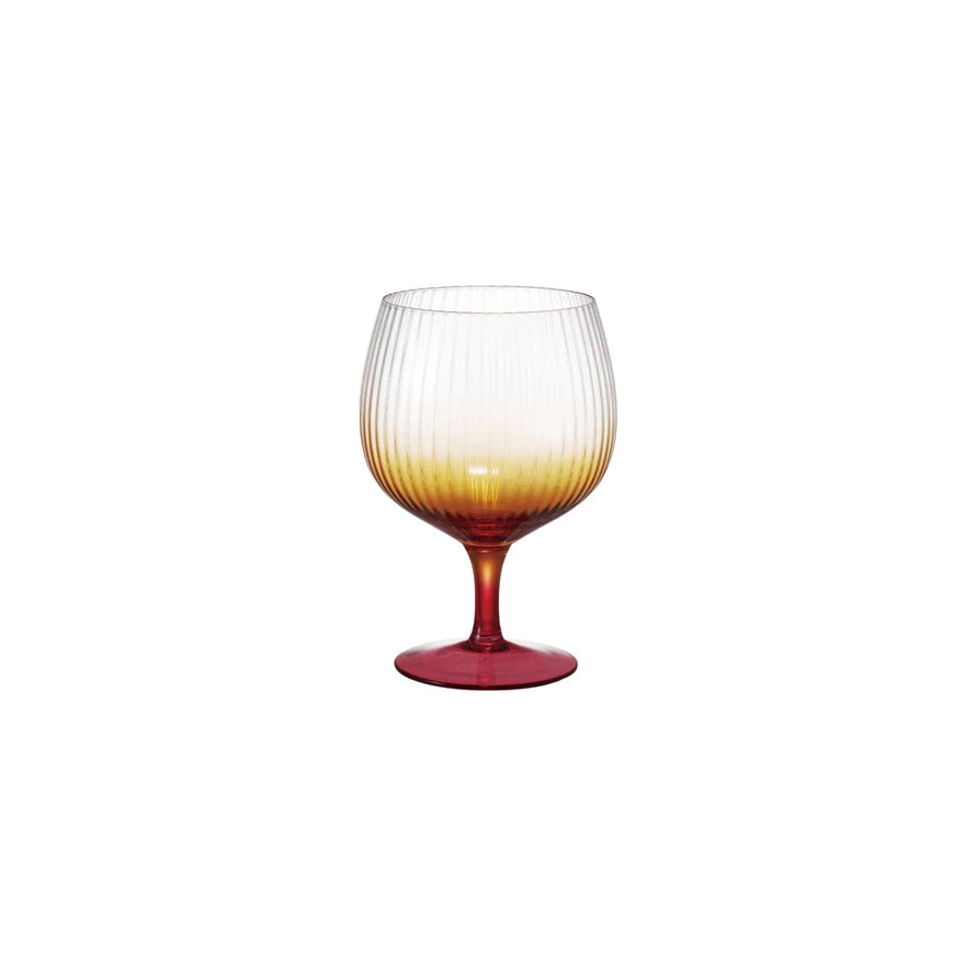 20 oz. Stemmed Fluted Goblet, Orange Color Ombre