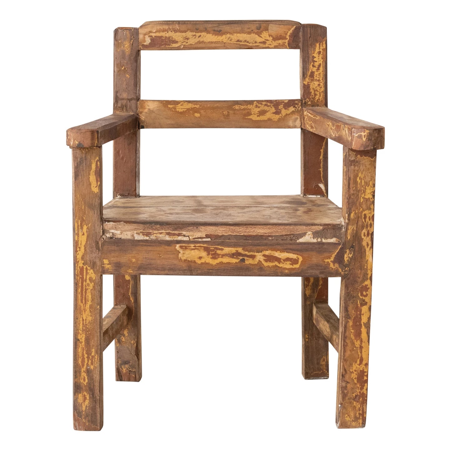Decorative Found Reclaimed Wood Mini Chair, Heavily Distressed Finish