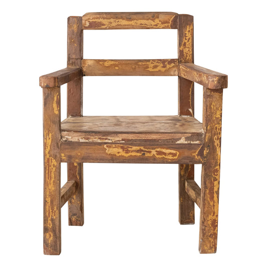 Decorative Found Reclaimed Wood Mini Chair, Heavily Distressed Finish
