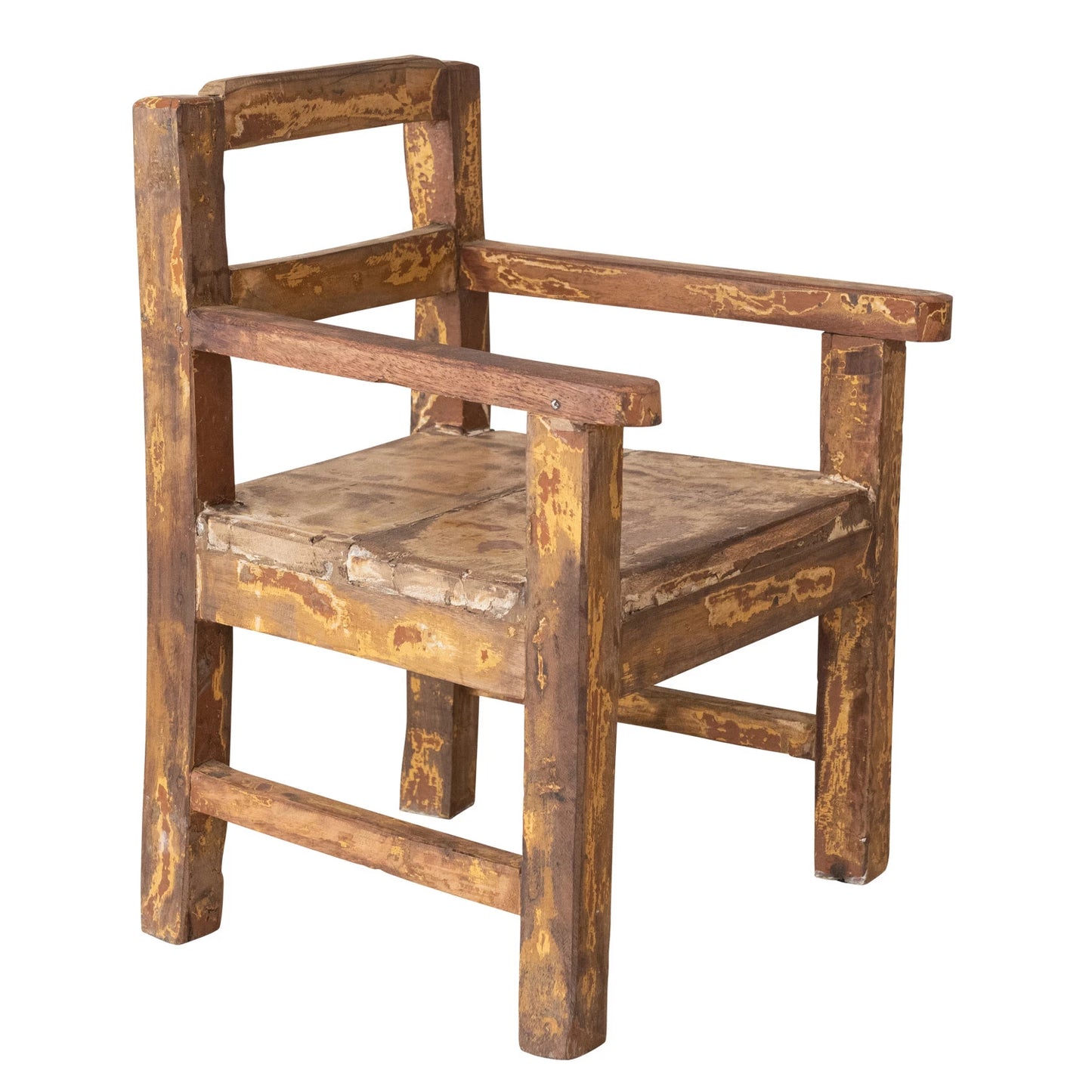 Decorative Found Reclaimed Wood Mini Chair, Heavily Distressed Finish