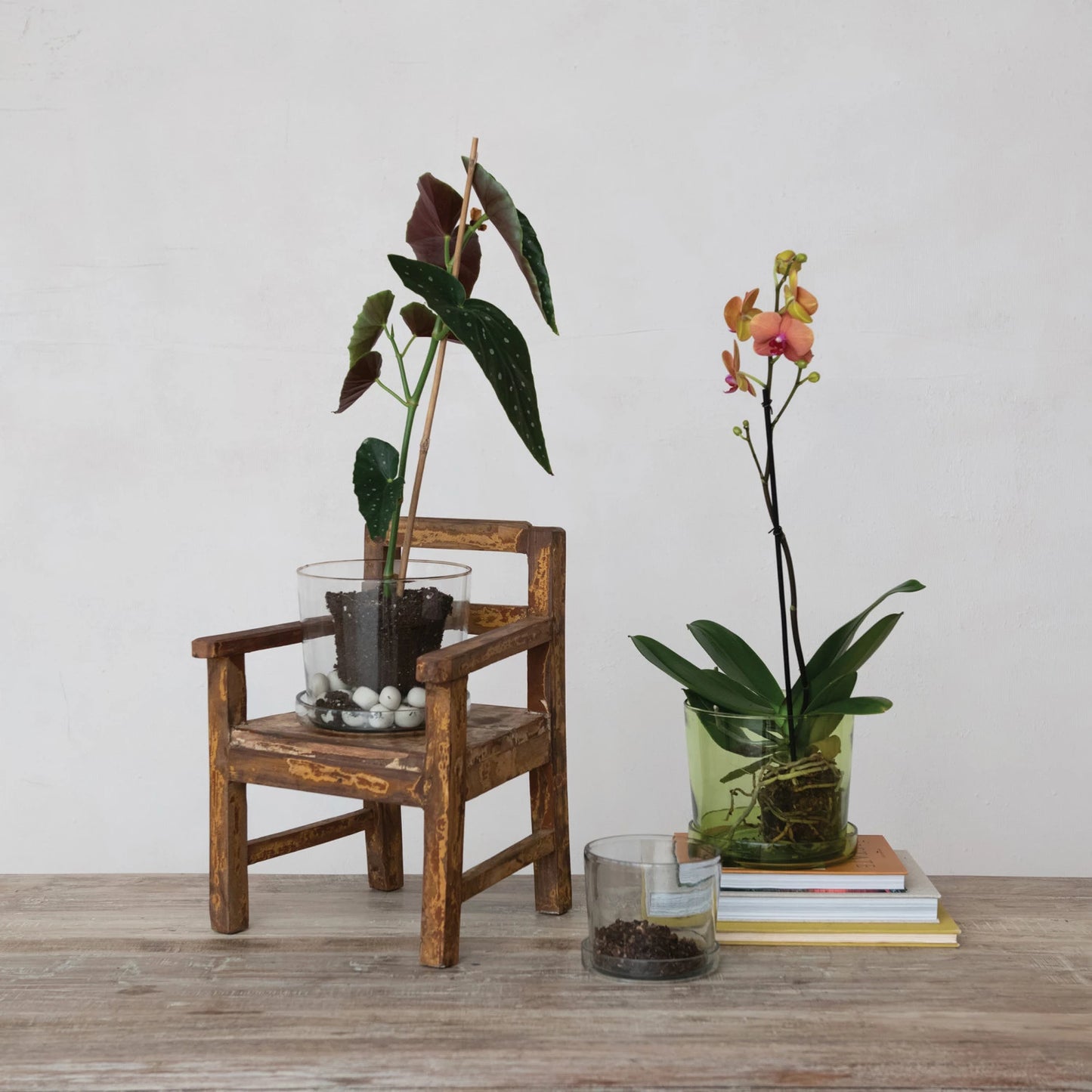 Decorative Found Reclaimed Wood Mini Chair, Heavily Distressed Finish