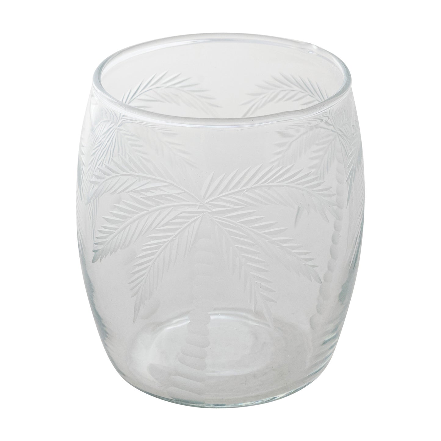 Etched Drinking Glass with Palm Trees