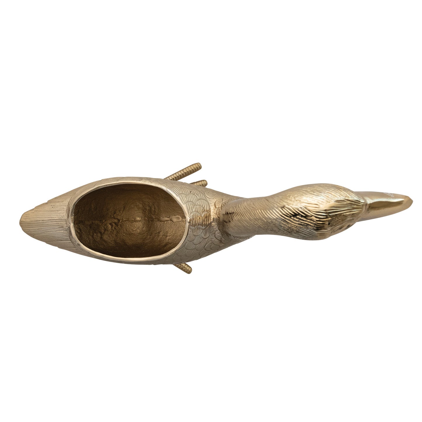 Cast Aluminum Goose Shaped Planter/Container, Gold Finish