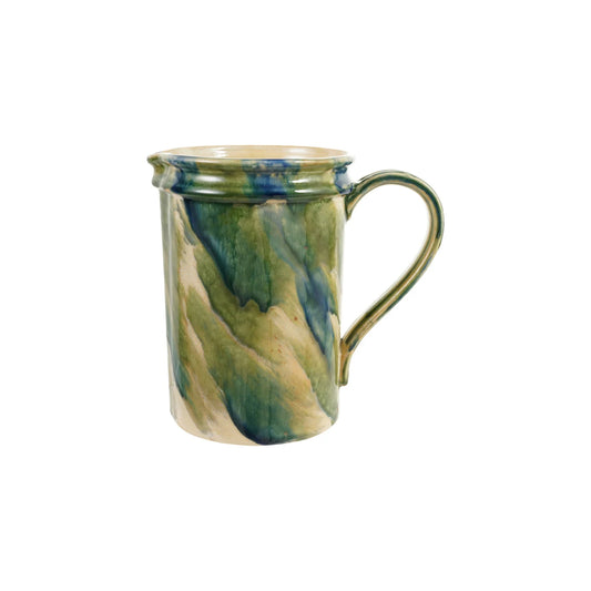 2 Qt Hand-Painted Jug with Marbled Design