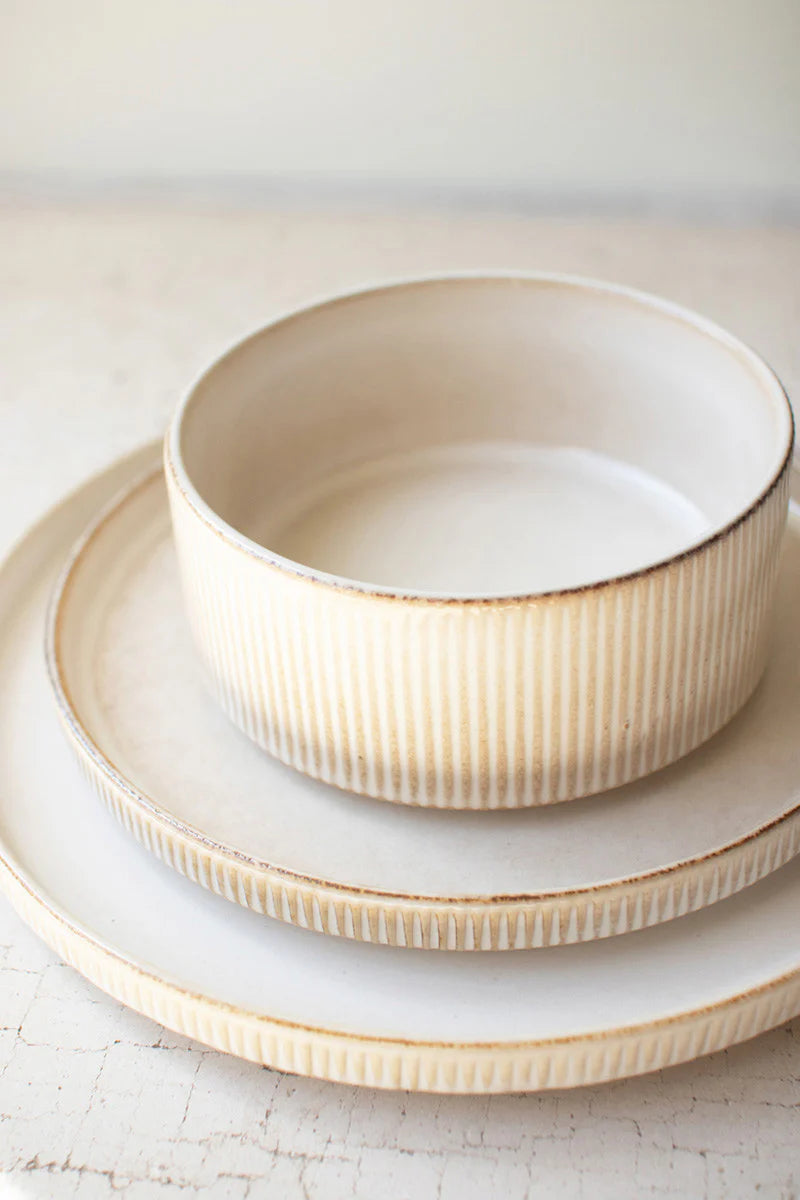 Ridges Ceramic Dishes - Set of 3