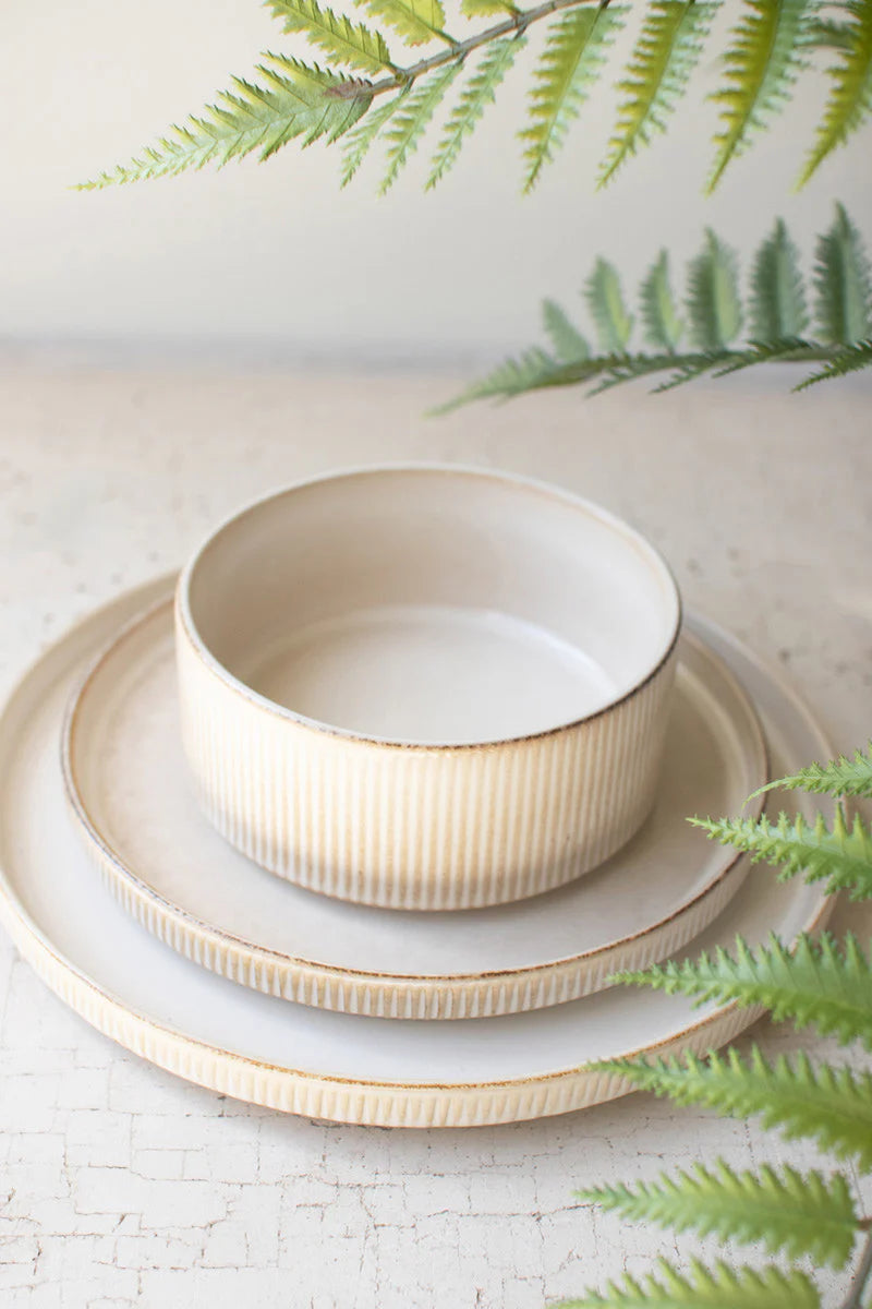 Ridges Ceramic Dishes - Set of 3