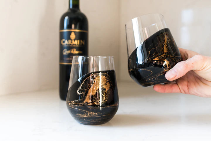 Resin Accented Wine and Entertaining Glasses