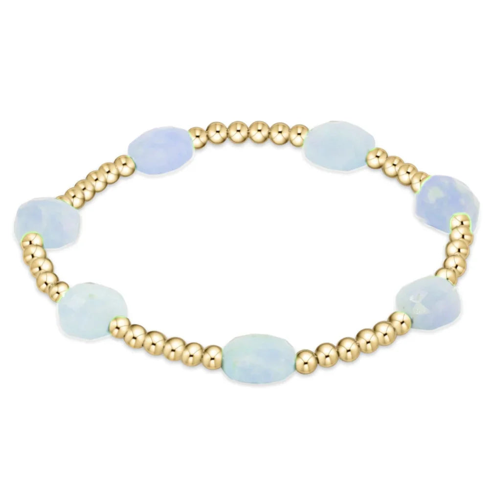 Admire Gold 3mm Bead Bracelet- Aquamarine