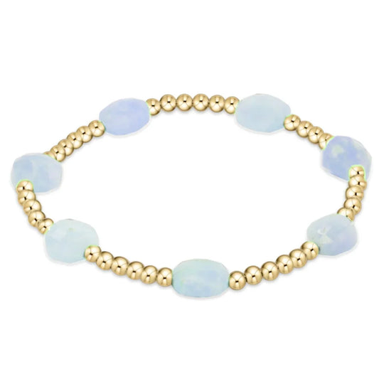 Admire Gold 3mm Bead Bracelet- Aquamarine