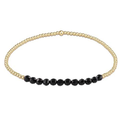 Gold Bliss 2mm Bead Bracelet - Faceted Onyx