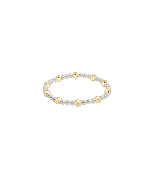 Pearl Sincerity Pattern 4mm Bead Bracelet - 6mm Gold